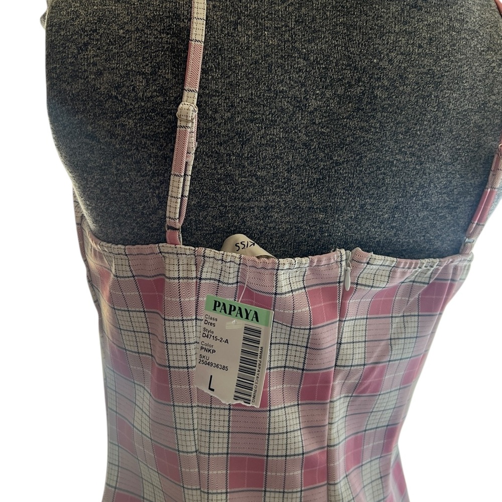 NWT Papaya Pink and White Checkered Mini Dress - Picture 5 of 6